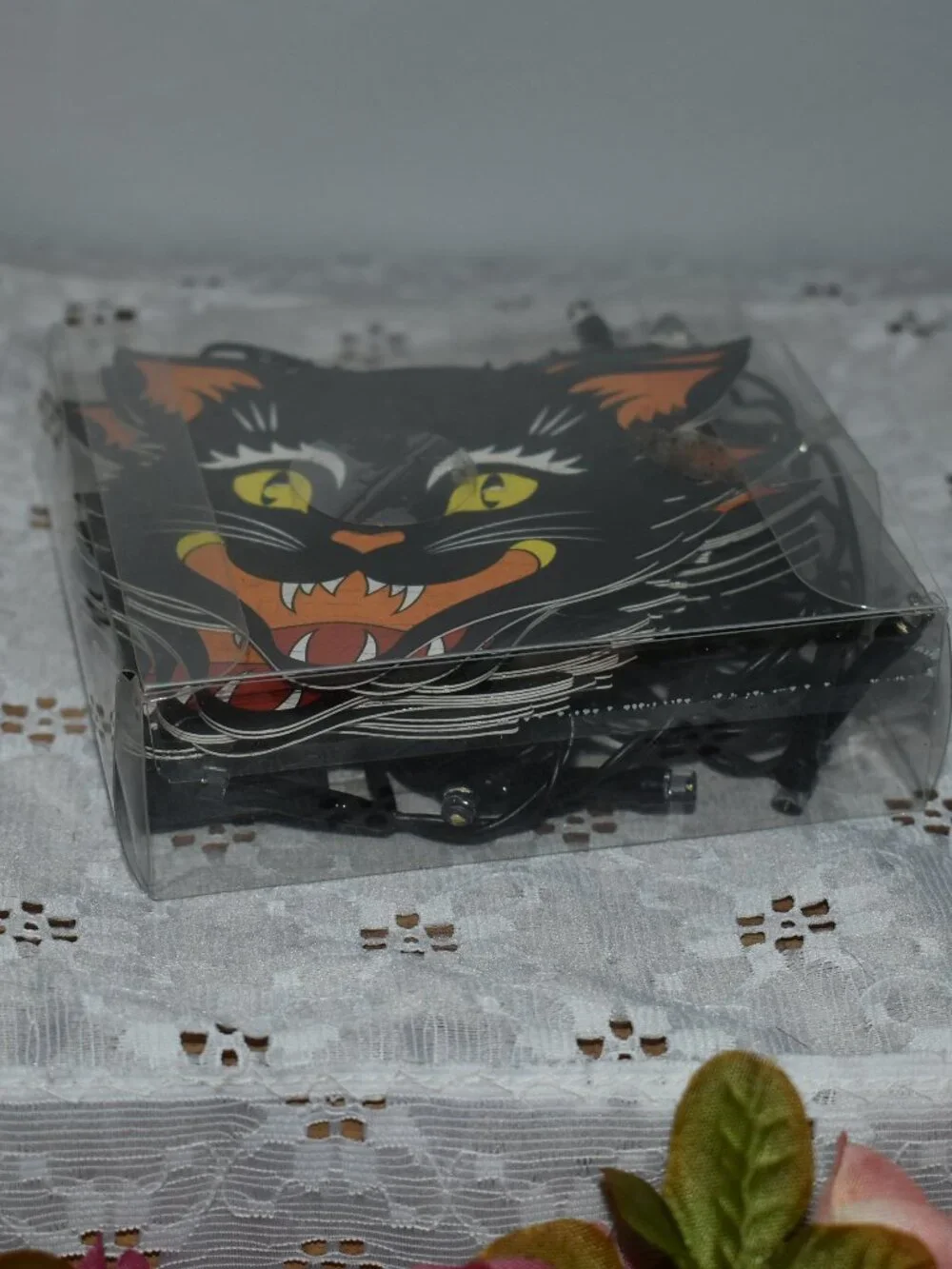 Vintage Style Retro Spooky Paper Black Cat String Lights Fall Halloween Decor